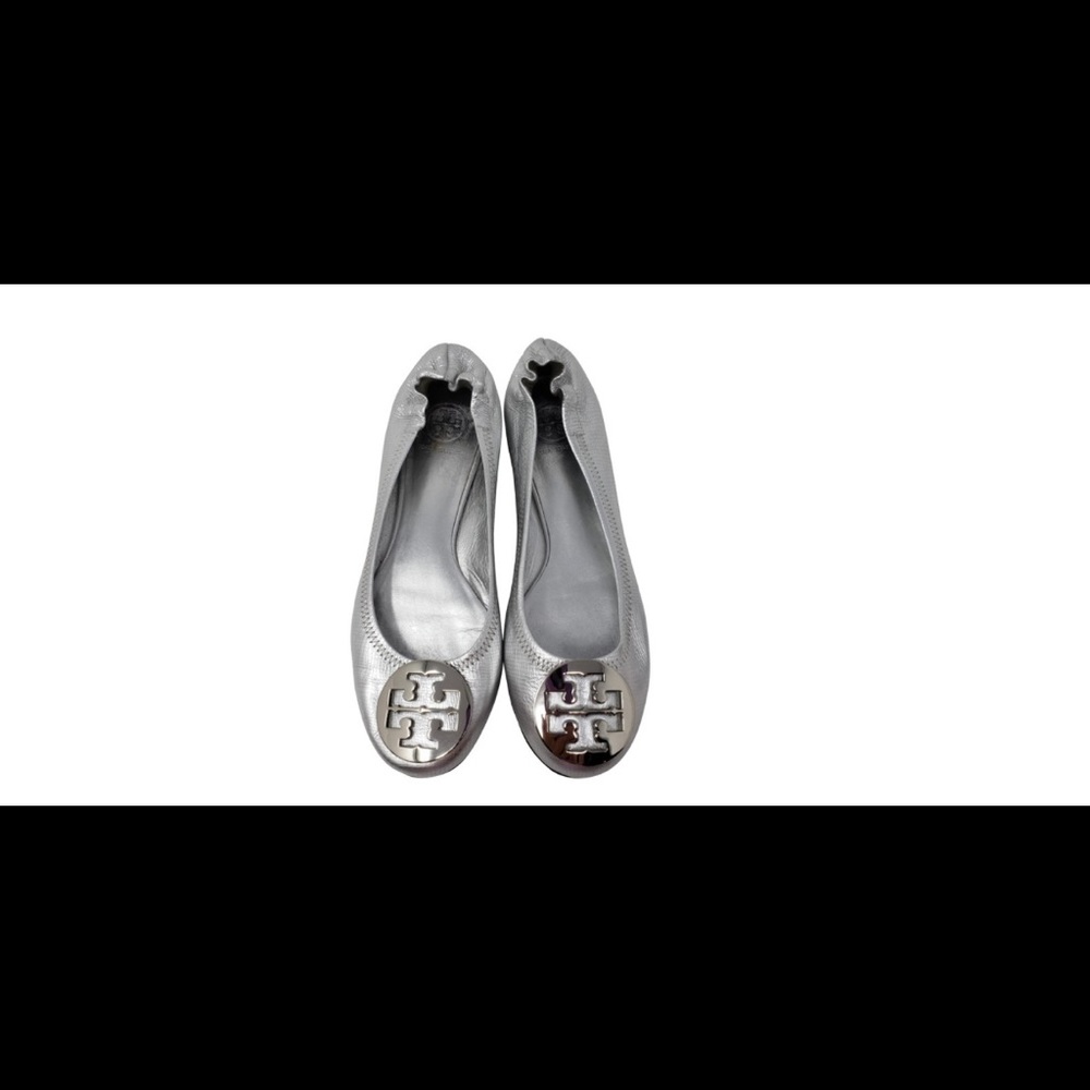 WORN ONCE -Silver Tory Burch ballet flats